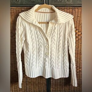 White Chenille Cable Sweater